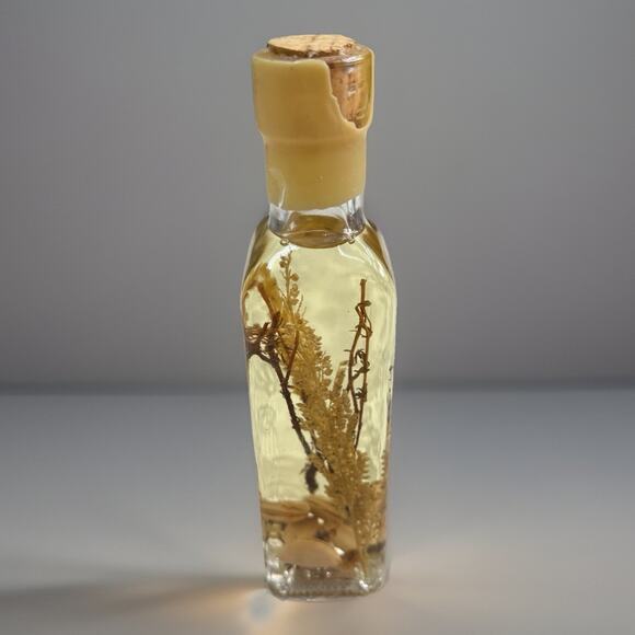 Handmade Other - Vintage Handmade Rosemary Herbs Almonds Art Botanical Oil Glass Bottle